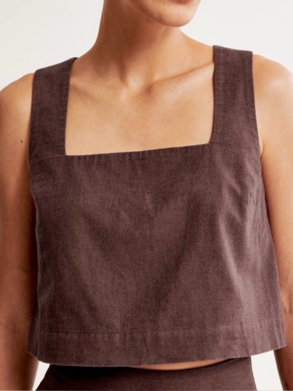 Abercrombie & Fitch Linen Blend Square Neck Crop Tank